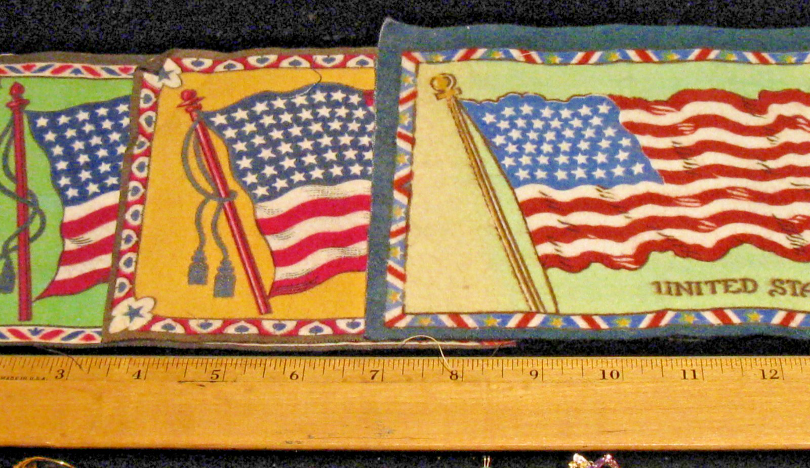 Lot of 3 American Flag Tobacco Cigar Felts 1 41 star & 2 48 star Extremely Nice