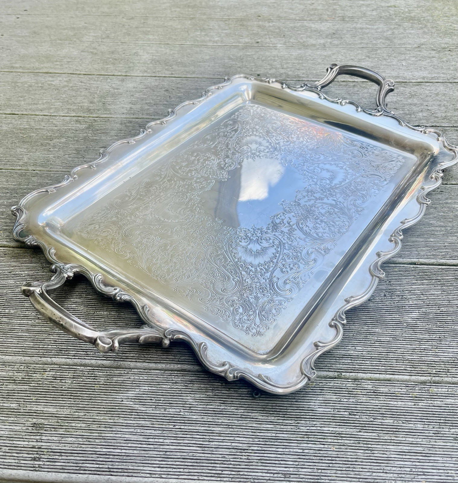 Vintage Silver Plated Double Handle International Charcuterie Fruit Waiter TRAY