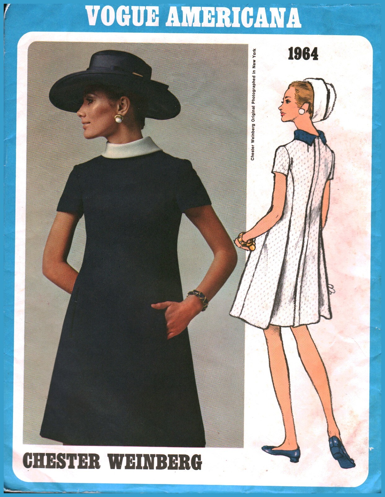 1964 Vintage Vogue Sewing Pattern Misses 1960s Americana A Line Dress 12 OOP Sew