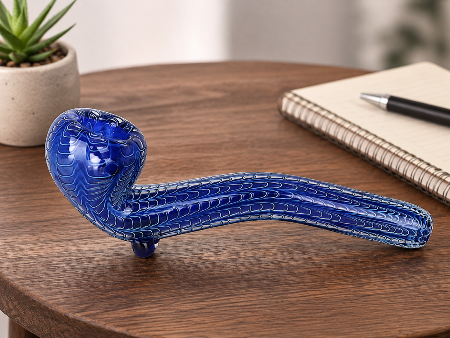 Serpent Scales Double Long Stem Glass Hand Pipe | 7.5\