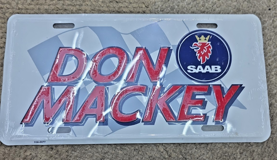 Vintage Don Mackey SAAB License Plate NOS SAAB Vehicle License Plate