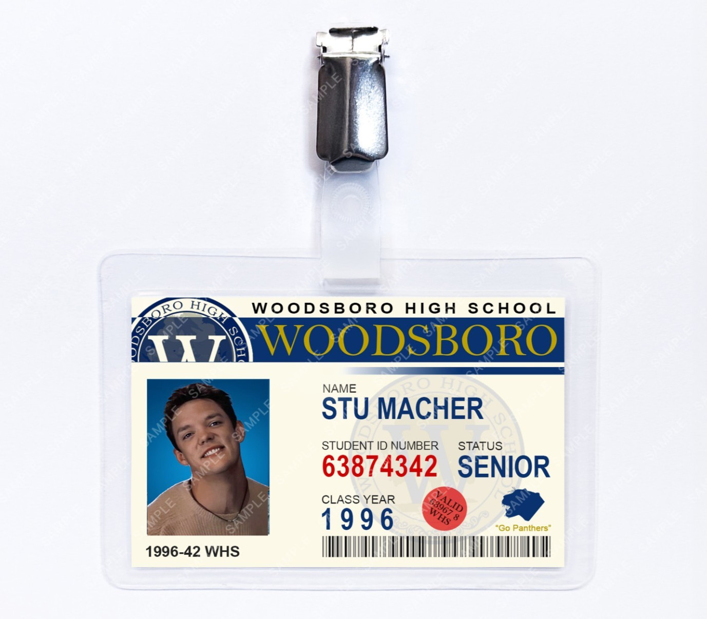 Scream Stu Macher Student  ID Card Prop Badge Cosplay Fancy Dress Christmas