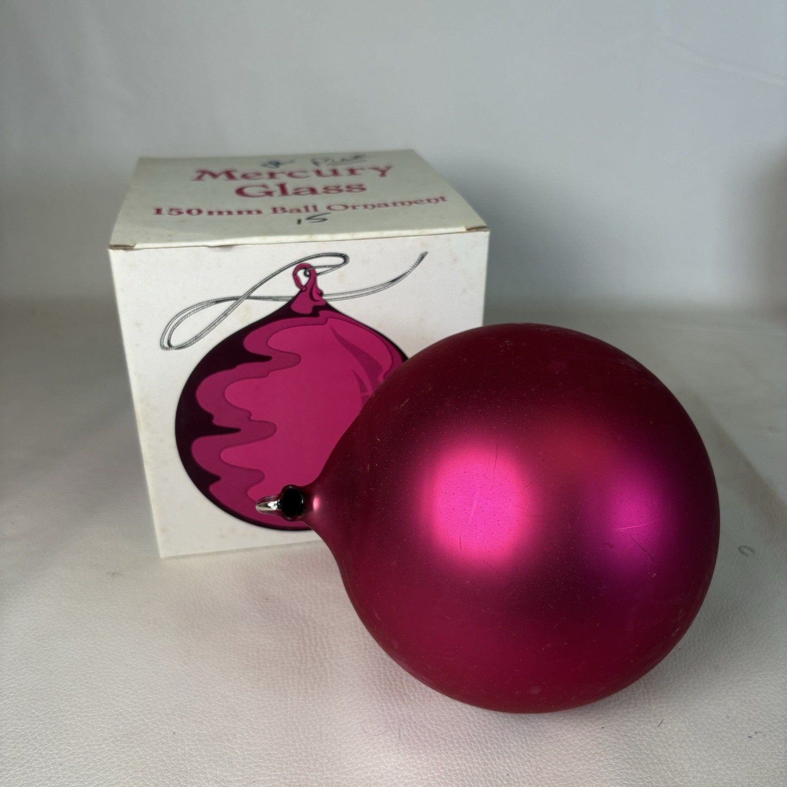 VTG Dept 56 Pink Mercury Glass Ball Ornament 150mm Jumbo 6\ VTG Dept 56 Pink Mercury Glass Ball Ornament 150mm Jumbo 6\