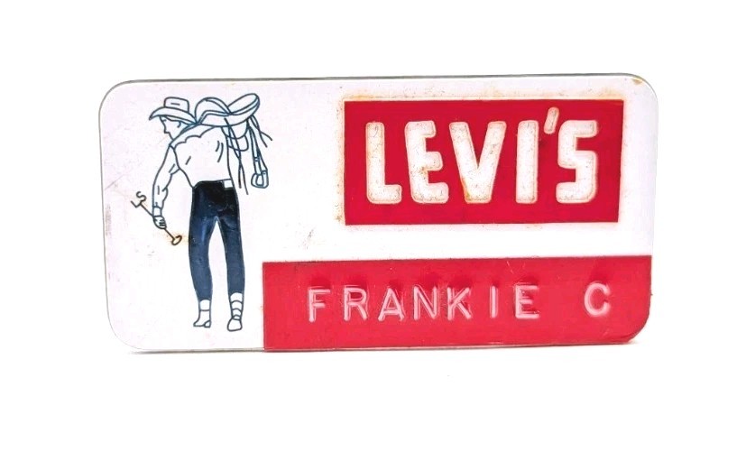 Vintage Levi's Employee Name Tag Pin Retail Store Denim Jeans Saddleman