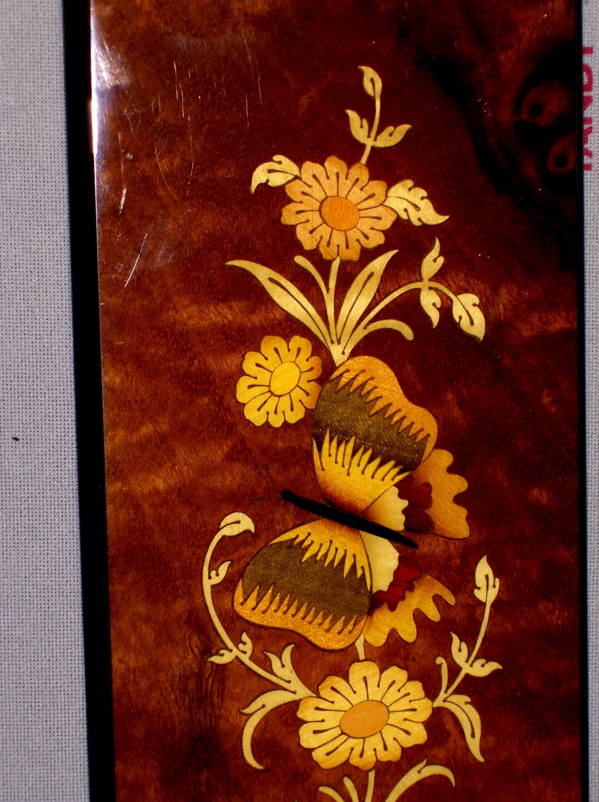 Italy Made NOTTURNO Intarsio Inlaid Wood Marquetry Art Flowers Butterfly Vintage