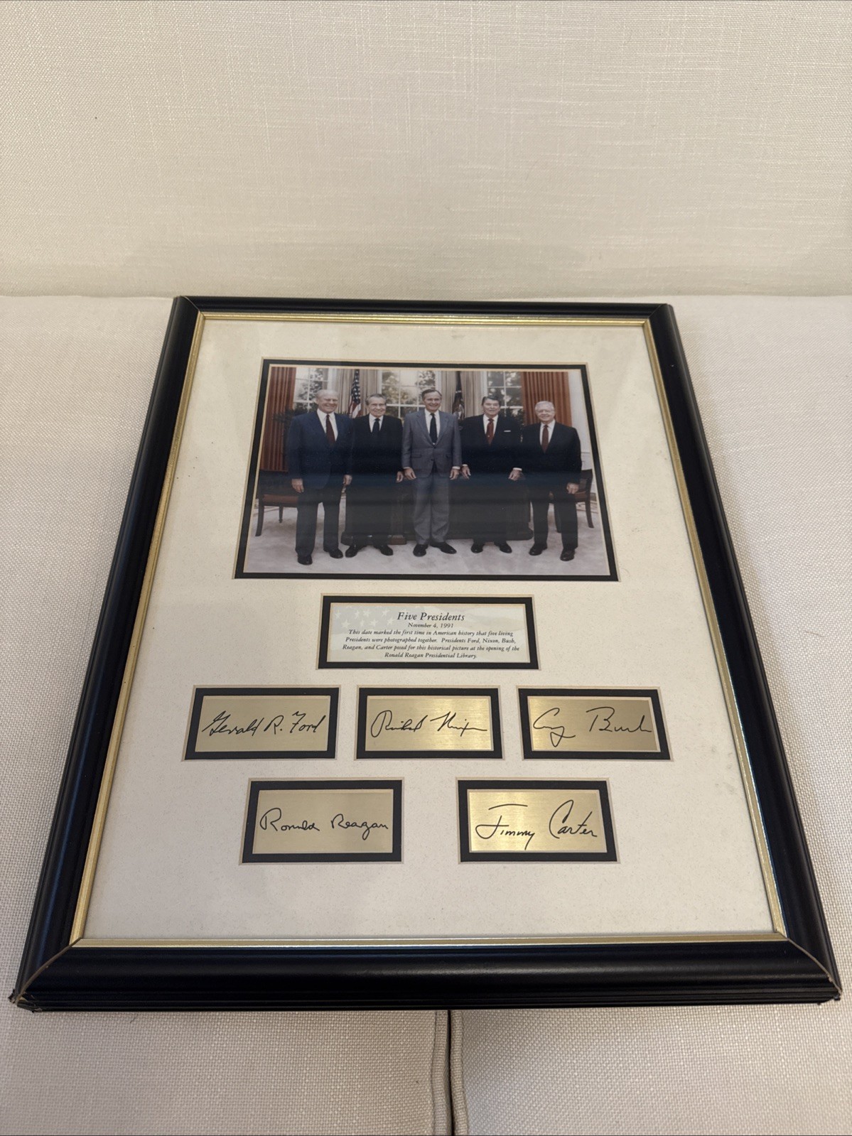 Limited Edition “Five Presidents” Facsimile Signed Photo In Frame Limited Edition “Five Presidents” Facsimile Signed Photo In Frame
