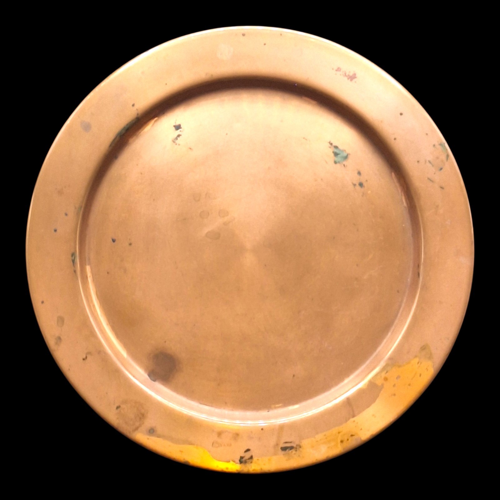 Vintage Solid Copper Plate 9 Inch Round Natural Patina Decorative Tray Vintage Solid Copper Plate 9 Inch Round Natural Patina Decorative Tray