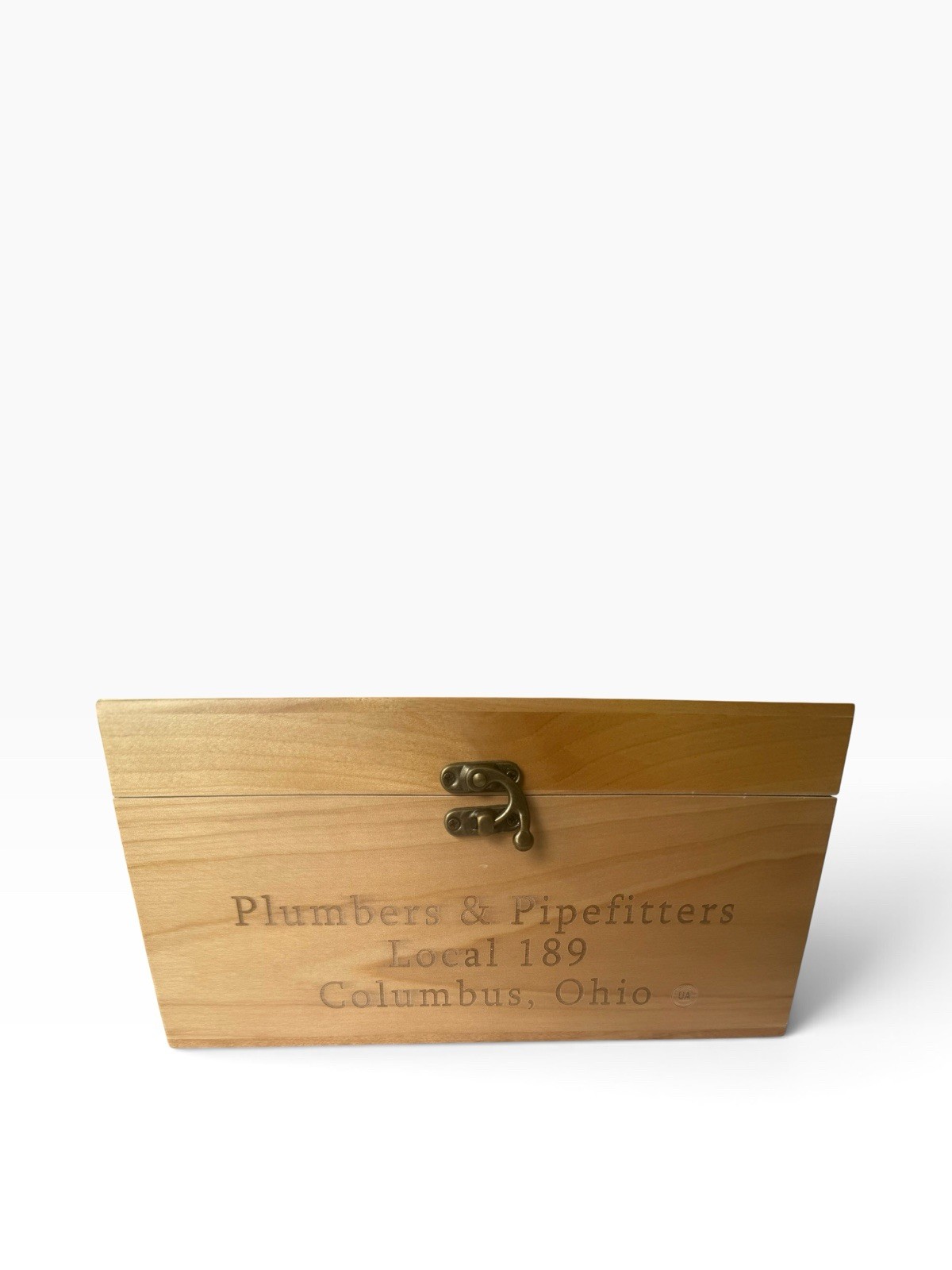 1996 UA Plumbers Pipefitters Local 189 Columbus Ohio Wooden Keepsake Box Vintage