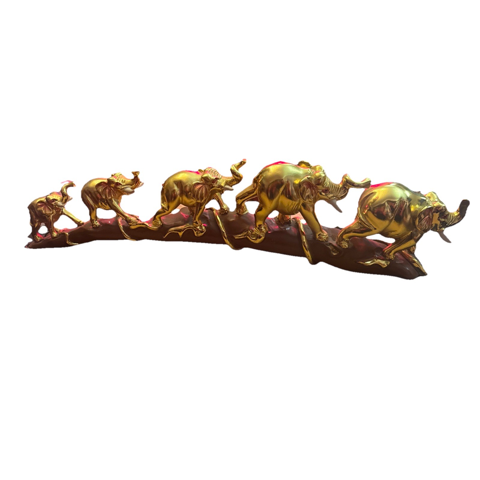Vintage Gold Tone Elephant Herd Walking