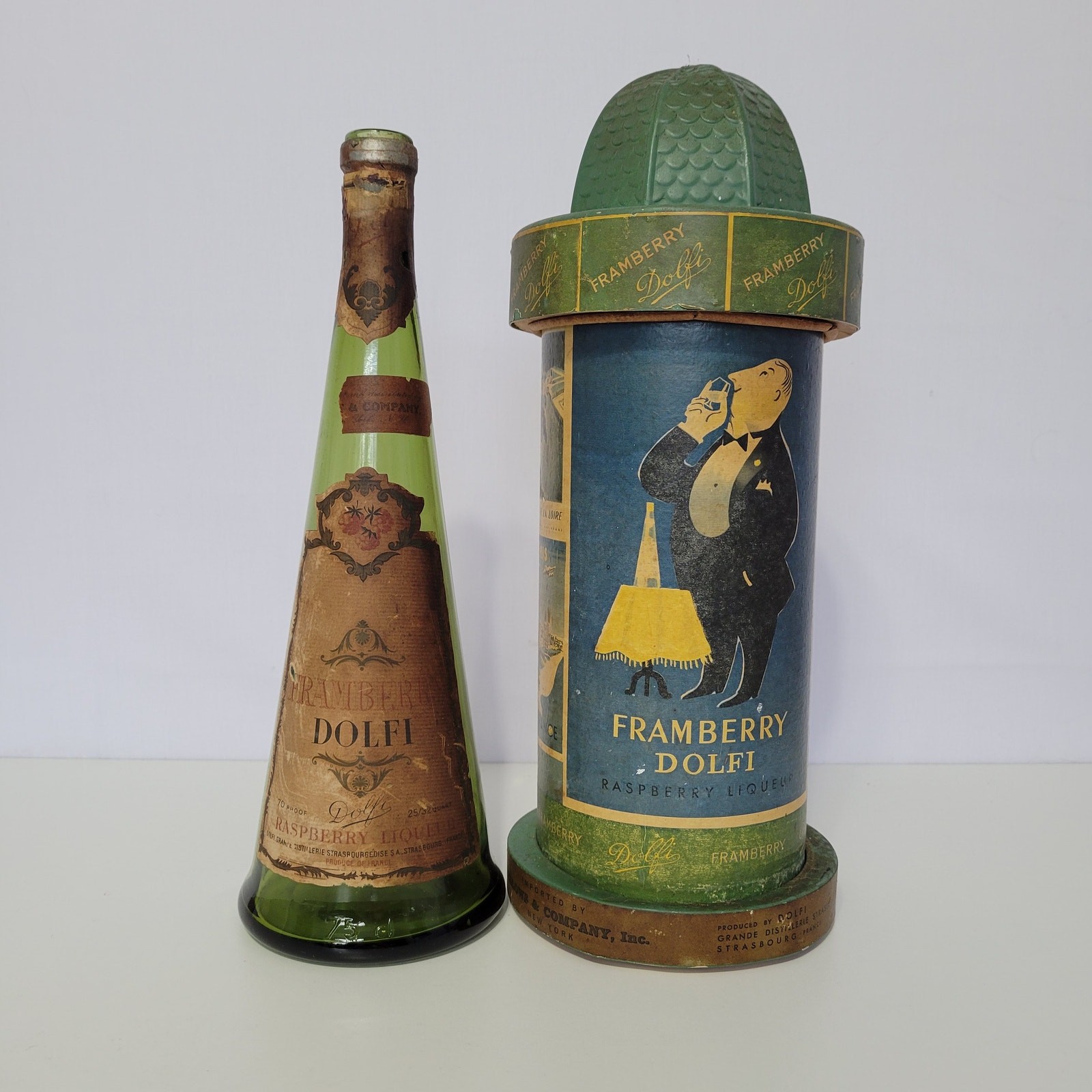 1949 Framberry Dolfi Raspberry Liqueur France Decanter & Container Bellows & Co