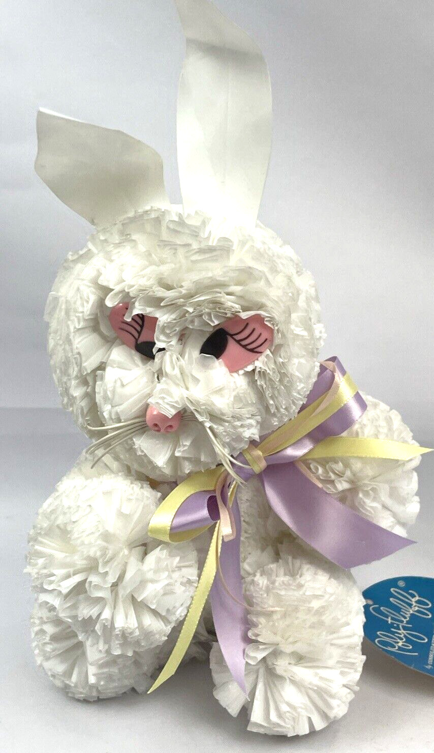 Vintage Poly Fluff Adorable Easter Bunny White Plastic Figure 13\