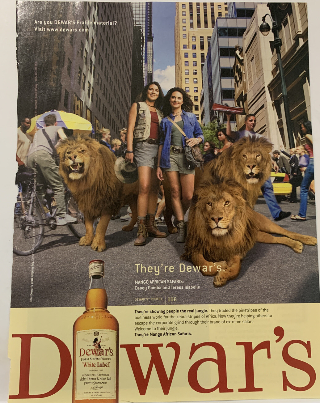Dewar\'s Profile 006 Mango African Safaris- Dewar\'s White Label Magazine Print Ad