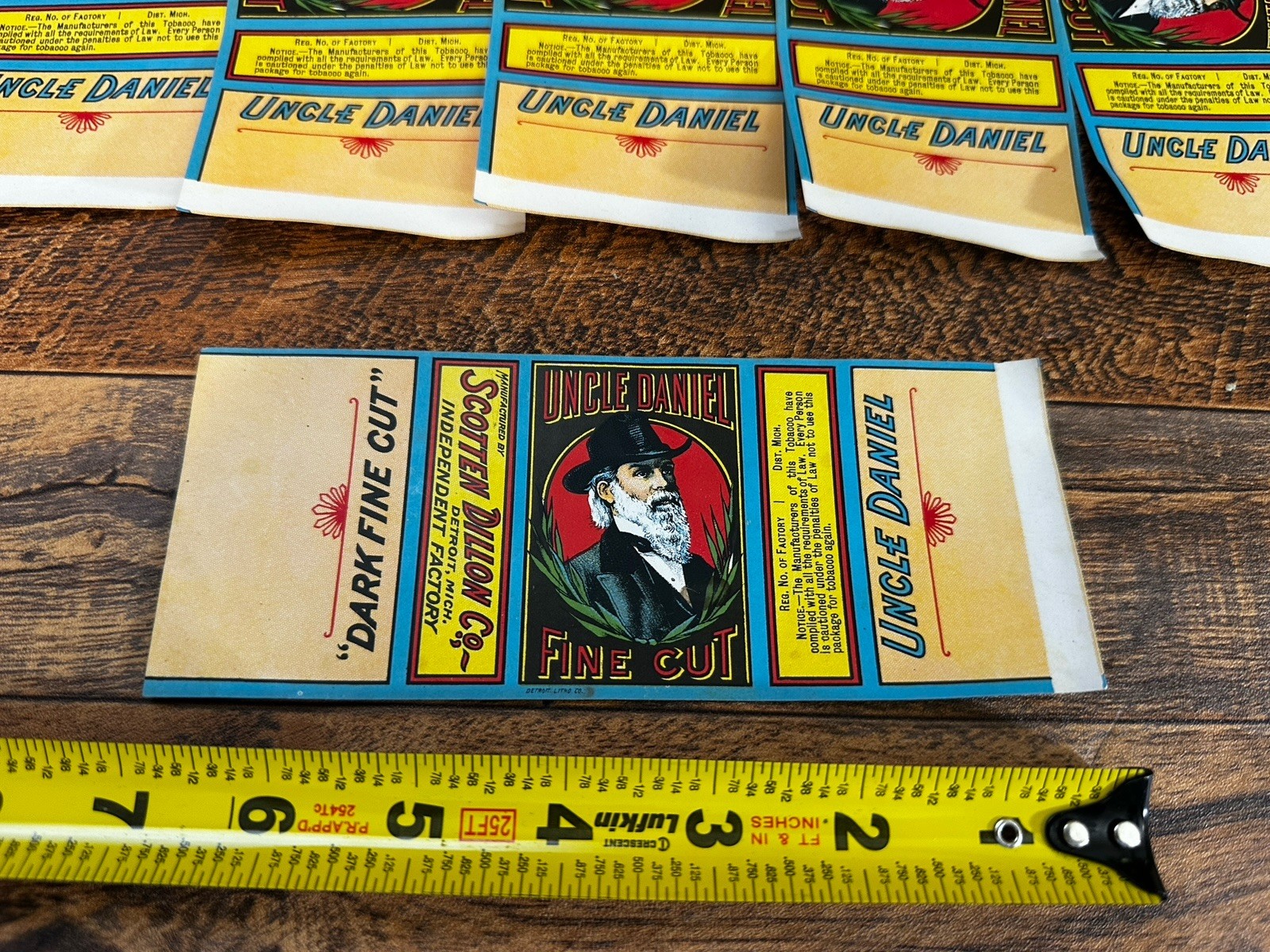 LOT OF 6 VINTAGE UNCLE DANIEL FINE CUT TOBACCO UNUSED LABEL
