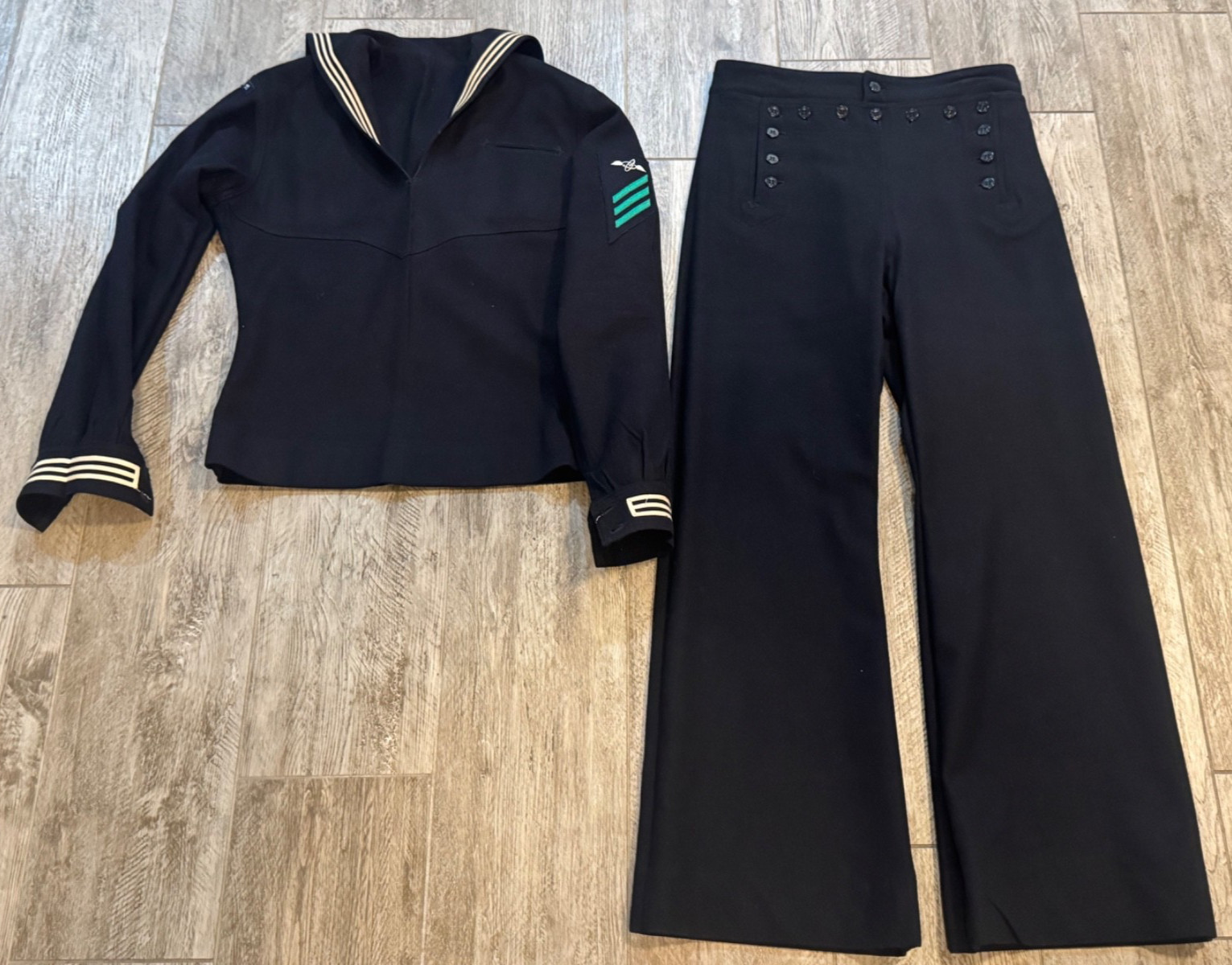 40\'S-50\'S WOOL NAVY UNIFORM JUMPER 40L WITH PANTS-31R NAVAL CLOTHING PATRON 11