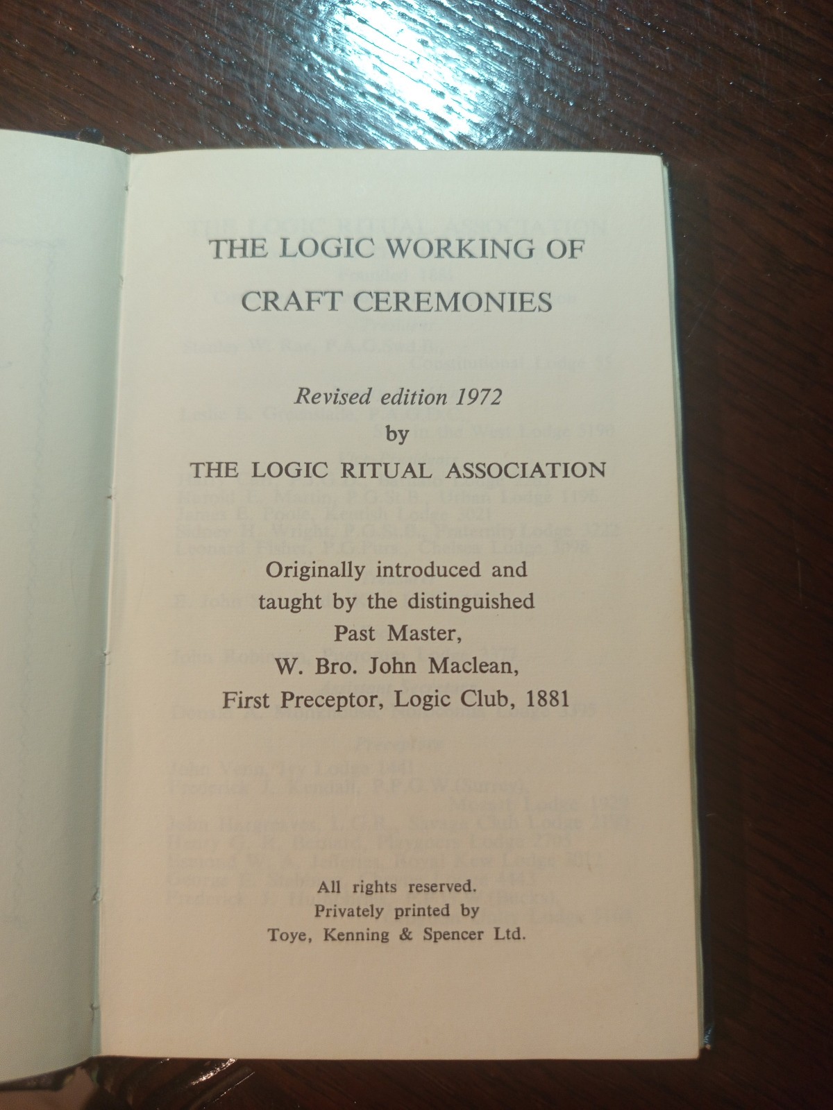 1972 The Logic Working of Craft Ceremonies  Freemasonry masonic/621