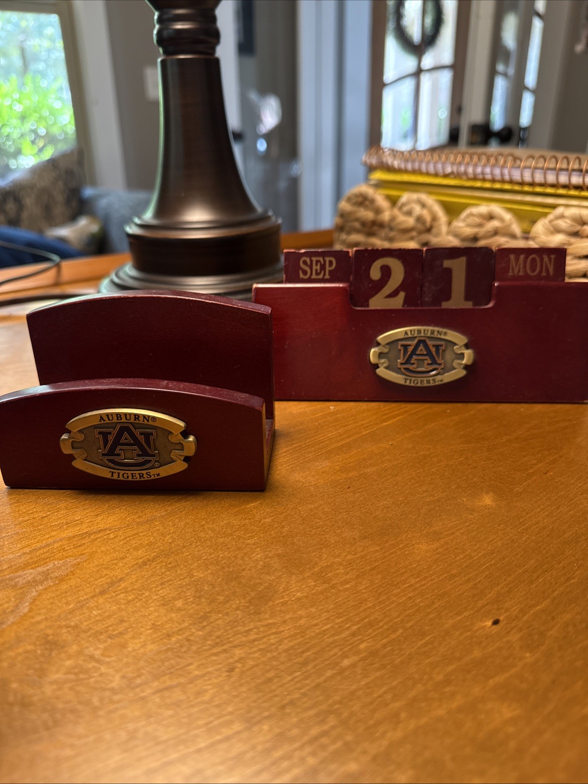 Vintage Auburn University Desk Set w/ Business Card Holder & Block Calendar