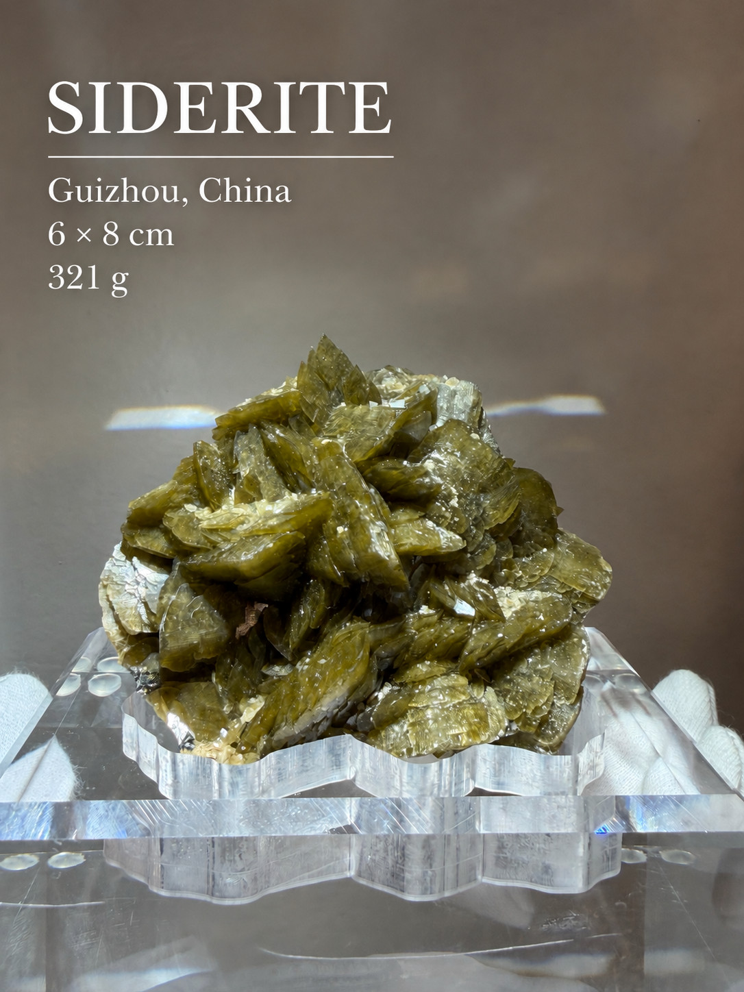 Natural Siderite “Yellow Rose” Crystal Cluster mineral w/ Custom Base –