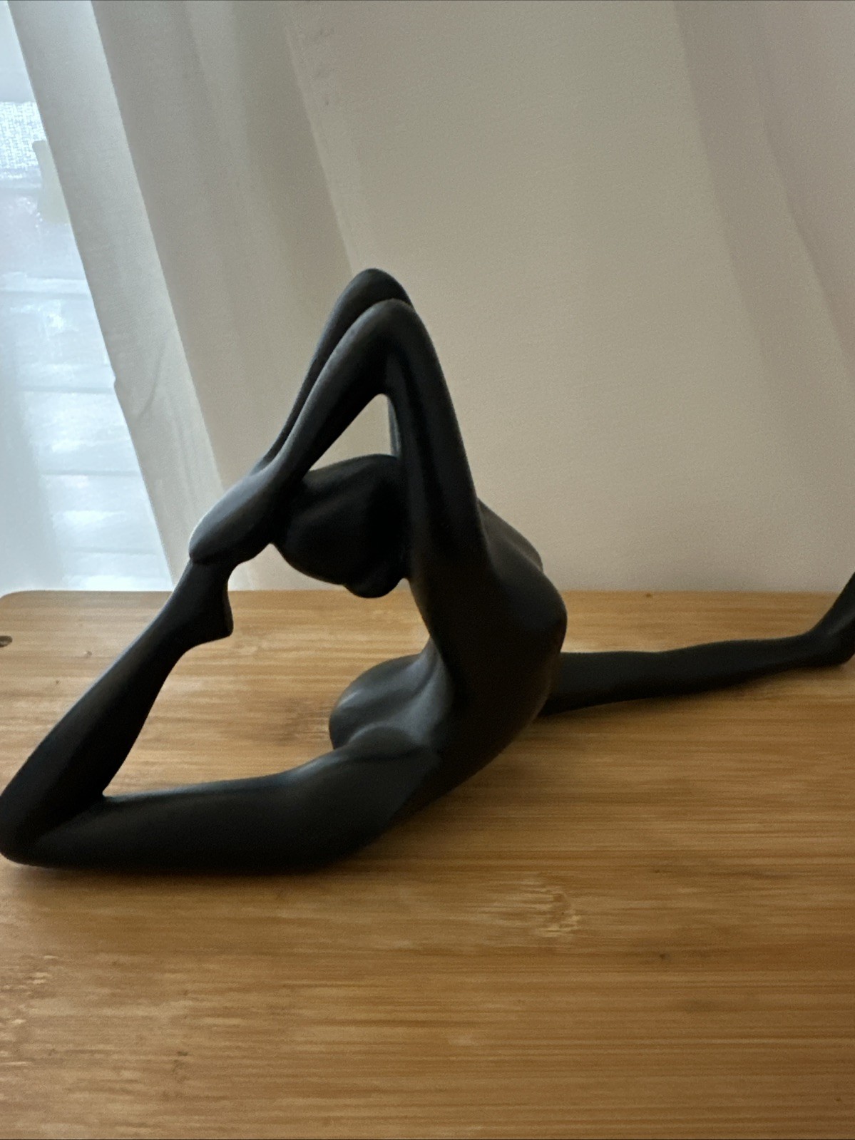 Vintage Hand Carved Black Soapstone Yoga Figurines Set of 2 MCM Abstract 10