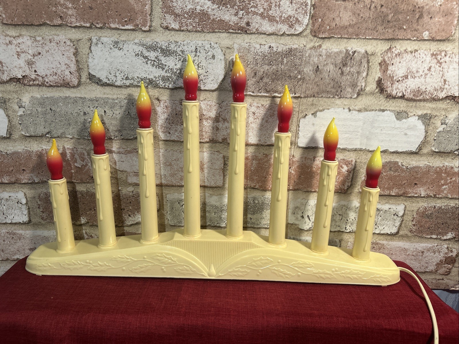 Vintage Christmas 8 Light Candle Candelabra Electric Window Blow Mold~New Bulbs