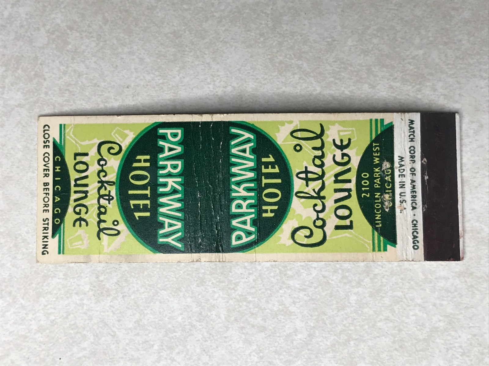 BE214 Matchbook Cover Parkway Hotel Motel Chicago Illinois IL