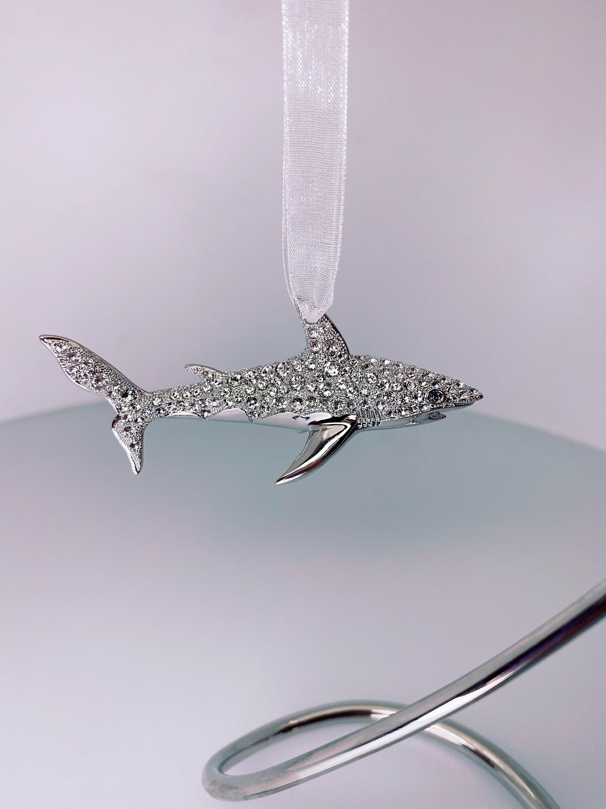 Crystal Shark Ornament created exclusively by Swarovski™ in Rose Gold or Rhodium