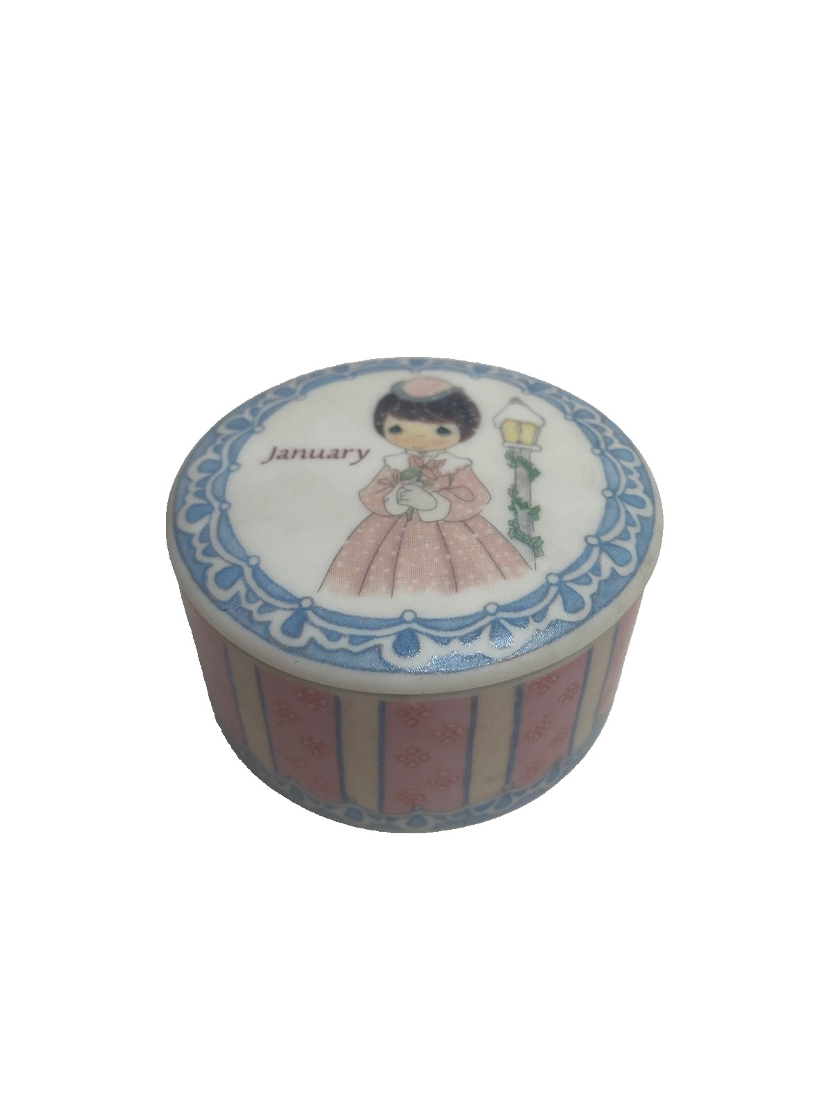 vintage Precious Moments Trinket Box January Birth Month Poem Inside