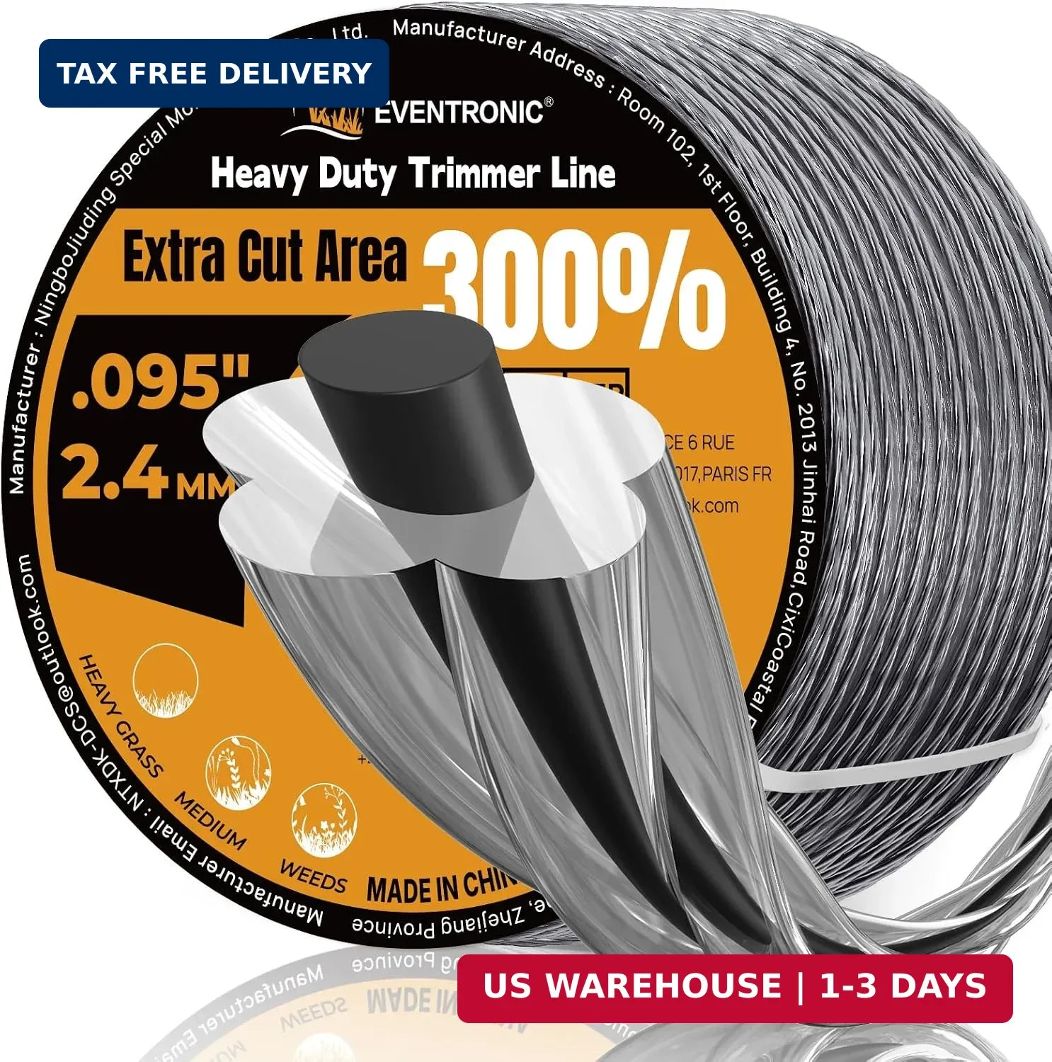 .095 400FT Heavy Duty Twisted Dual Core Weed Eater String Trimmer Line