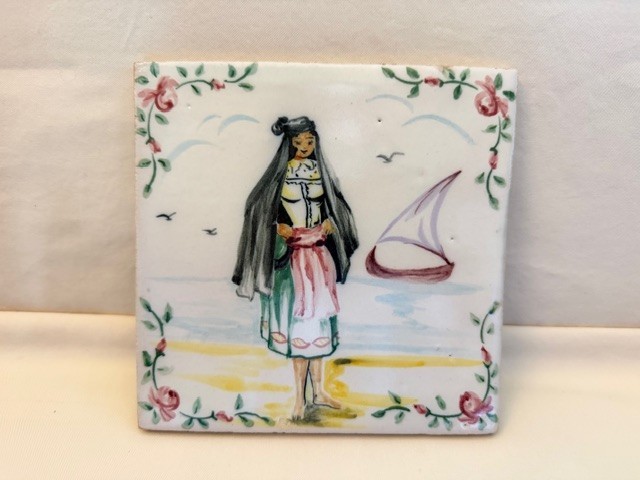 Vintage Hand Painted Spanish Art Tile Spain