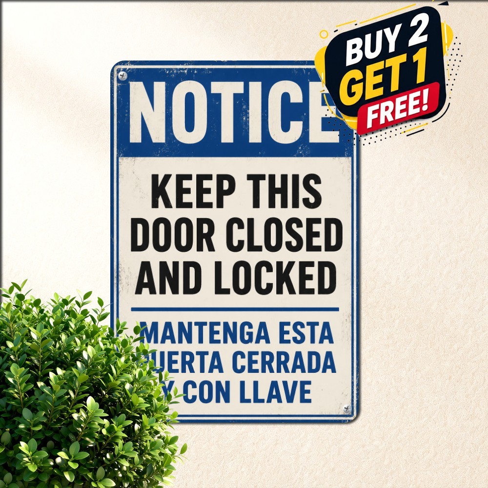 Keep Door Closed Safety Notice Sign Heavy Duty Facility Industrial Plaque