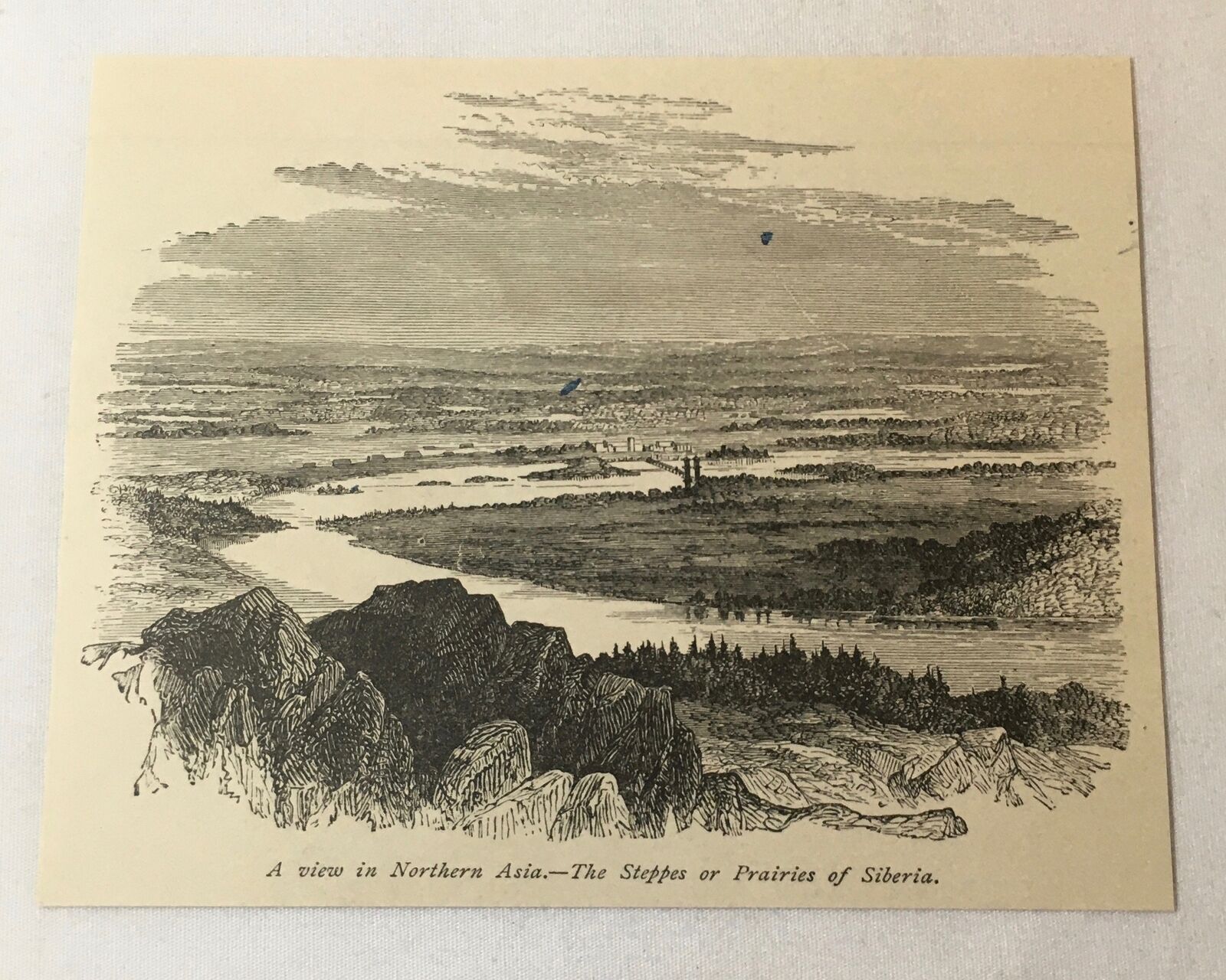 1873 book print ~  A VIEW IN NORTHERN ASIA - THE STEPPES OF SIBERIA