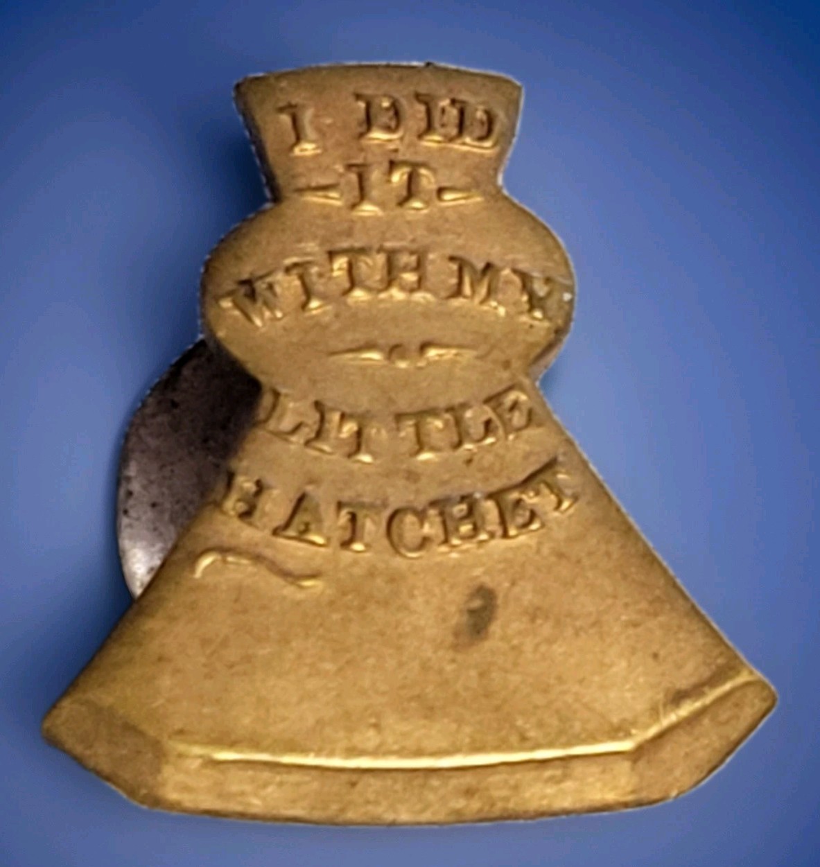 1878 George Washington Honesty Hatchet Brass Axe Head President Political Pin 1878 George Washington Honesty Hatchet Brass Axe Head President Political Pin