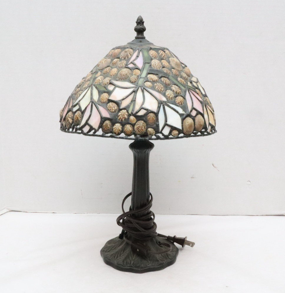 Richard Hoosin Tiffany Style Seashell Desk Lamp~Signed - Beautiful 17\