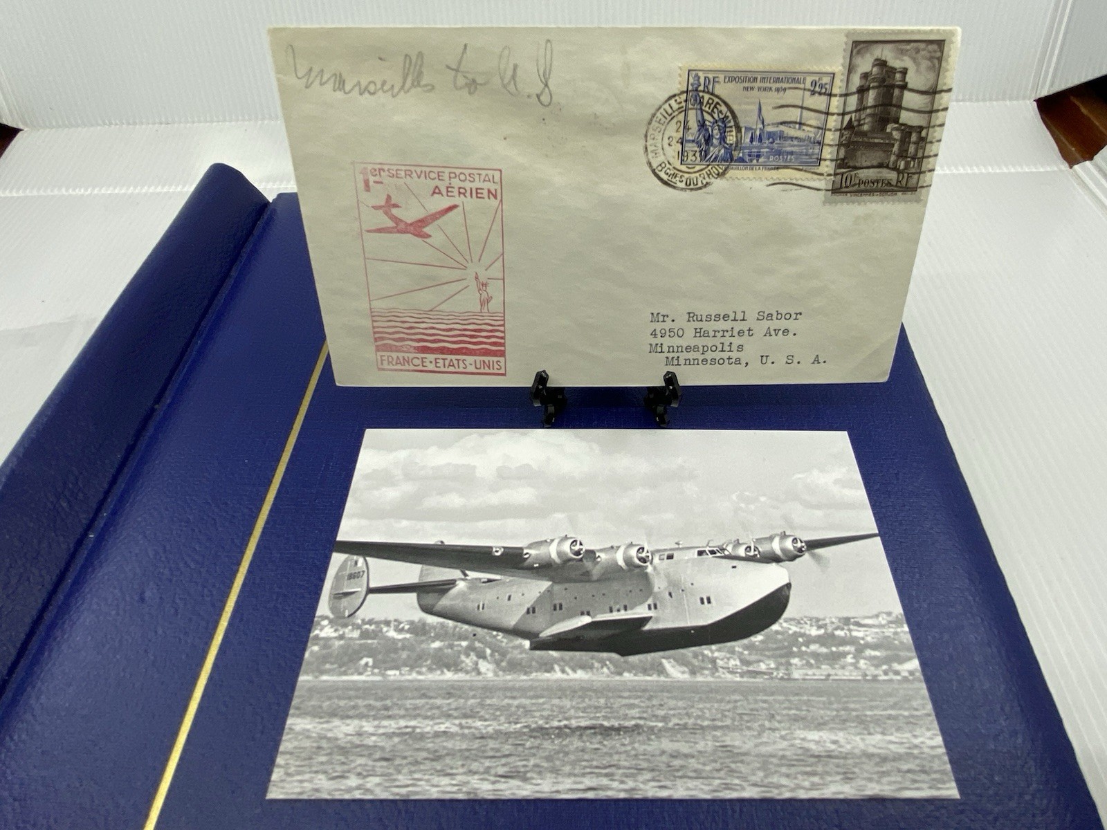 1939 Pan Am FAM-18 Transatlantic Flight Cover Marseille-NY+ VIP Russell Sabor.