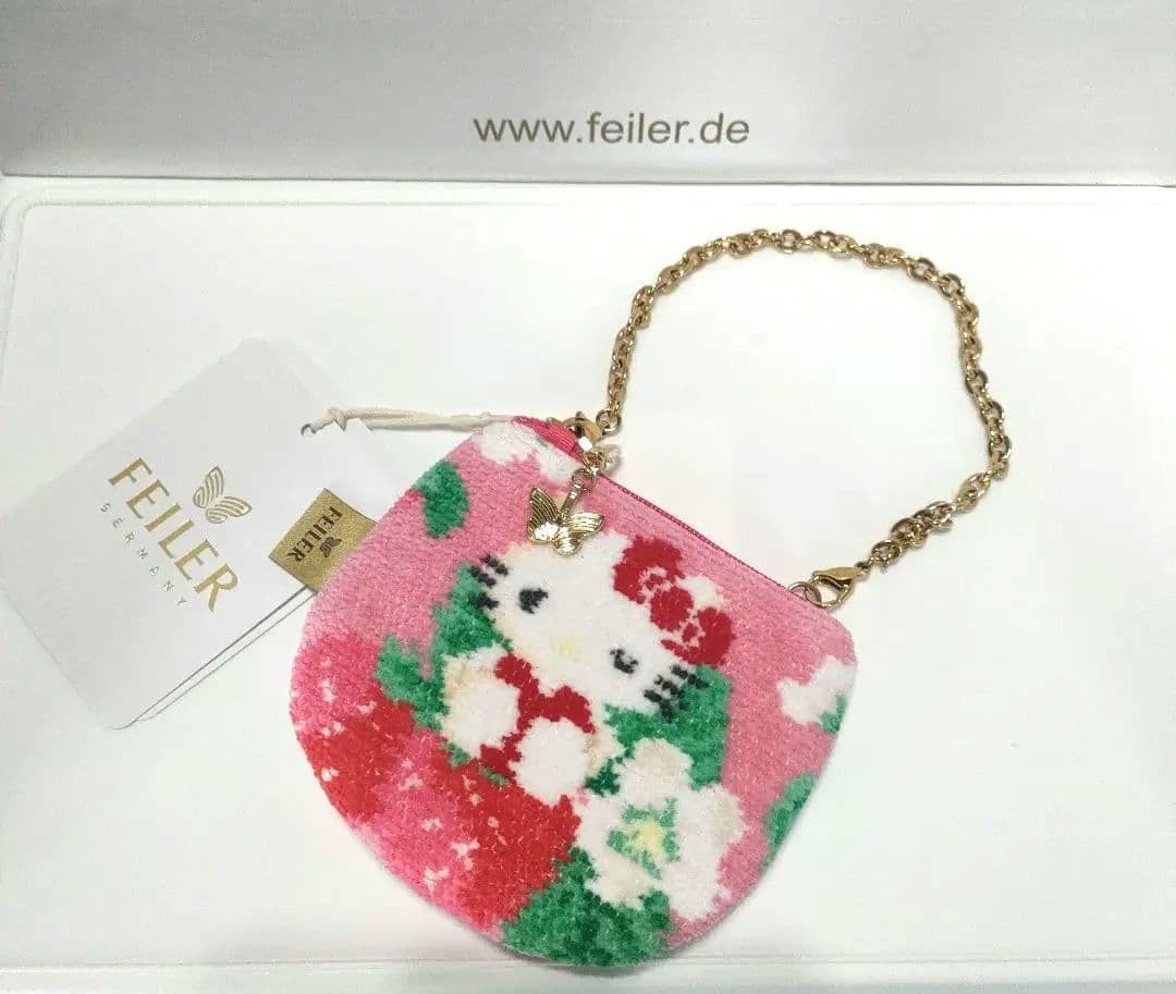 FEILER Hello Kitty Strawberry Story Chain Pouch Bag Rare Overseas Limited
