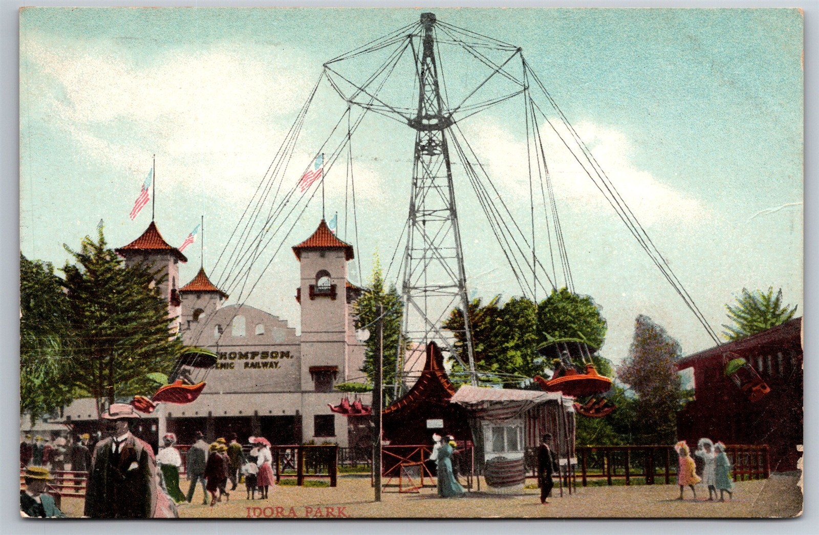 Idora Park Amusement Rides Opera The Strollers RR OH C1910s Coupon Postcard AC24