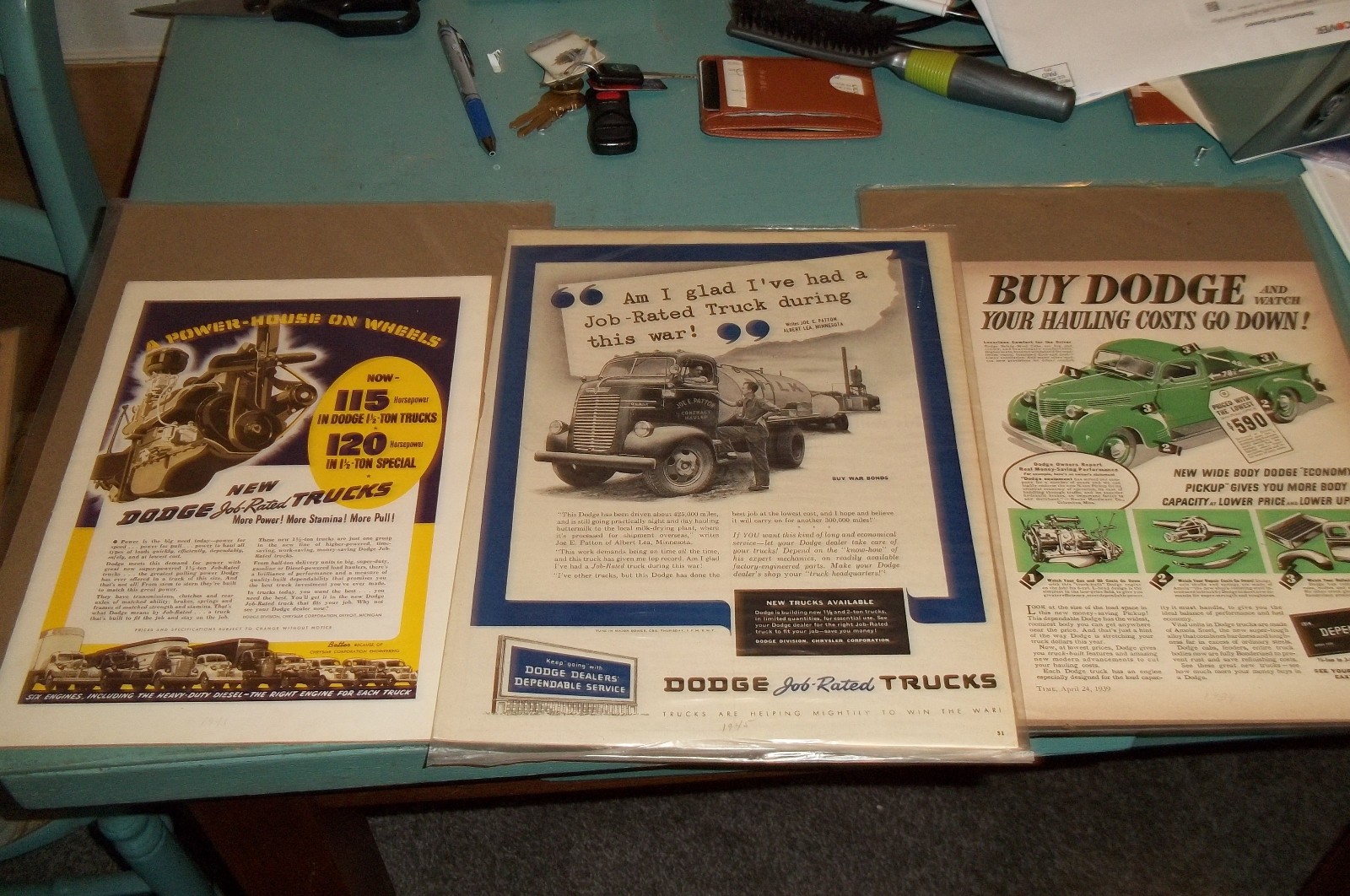 Lot of 3 Vintage Print Ad From Dodge Trucks 1939, 1941, 1945 VG Lot of 3 Vintage Print Ad From Dodge Trucks 1939, 1941, 1945 VG