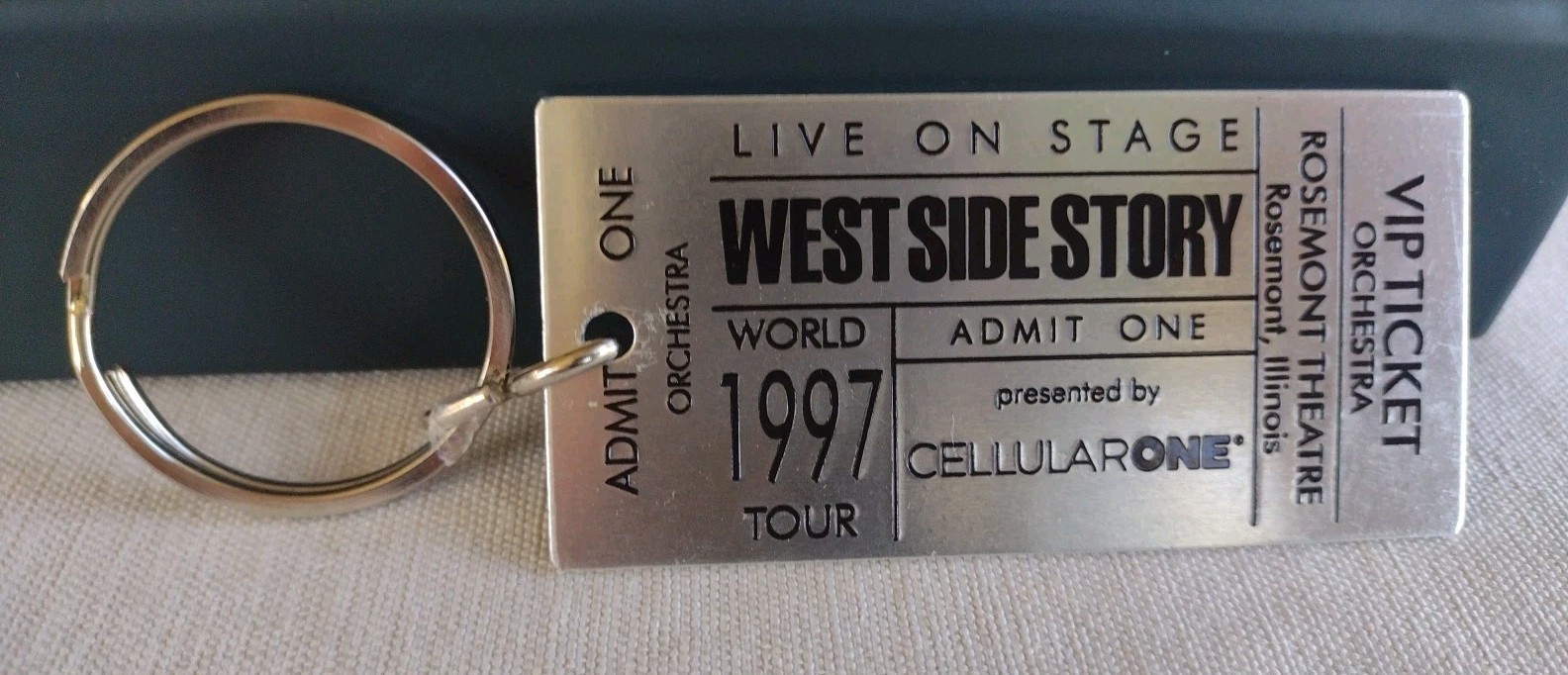 Vintage West Side Story 1997 World Tour Rosemont Theatre Metal Ticket Keychain