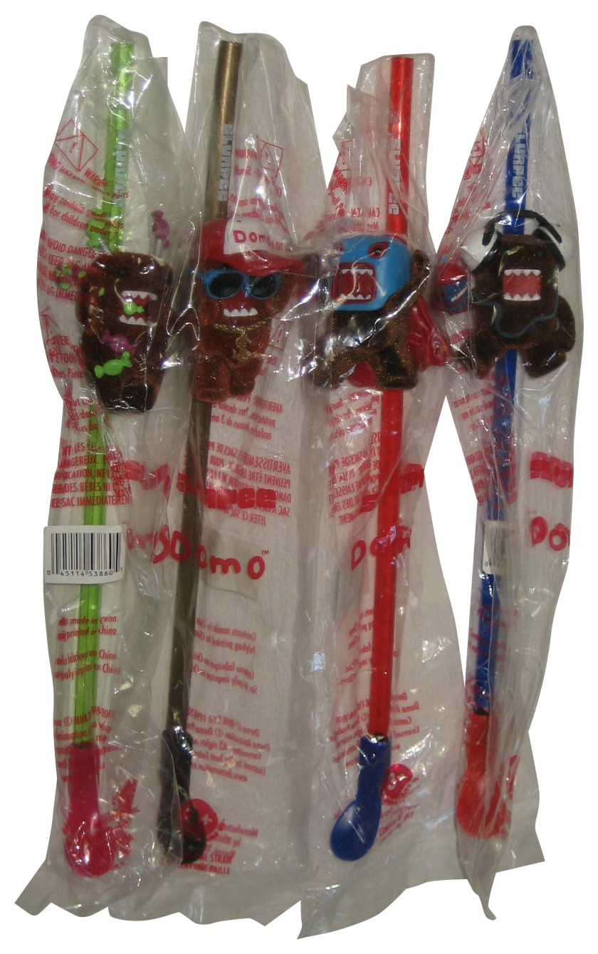 Domo-Kun 7-Eleven Slurpee (2009) Flocked Complete Straw Set