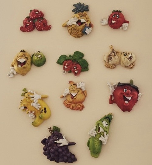 Gigglin Groceries Anthropomorphic  Fruit Figures by Jack Graham - Vtg Lot of 11
