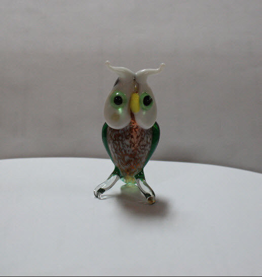 Hand Blown Glass Lamp Glass Murano Art  Owl Figurine