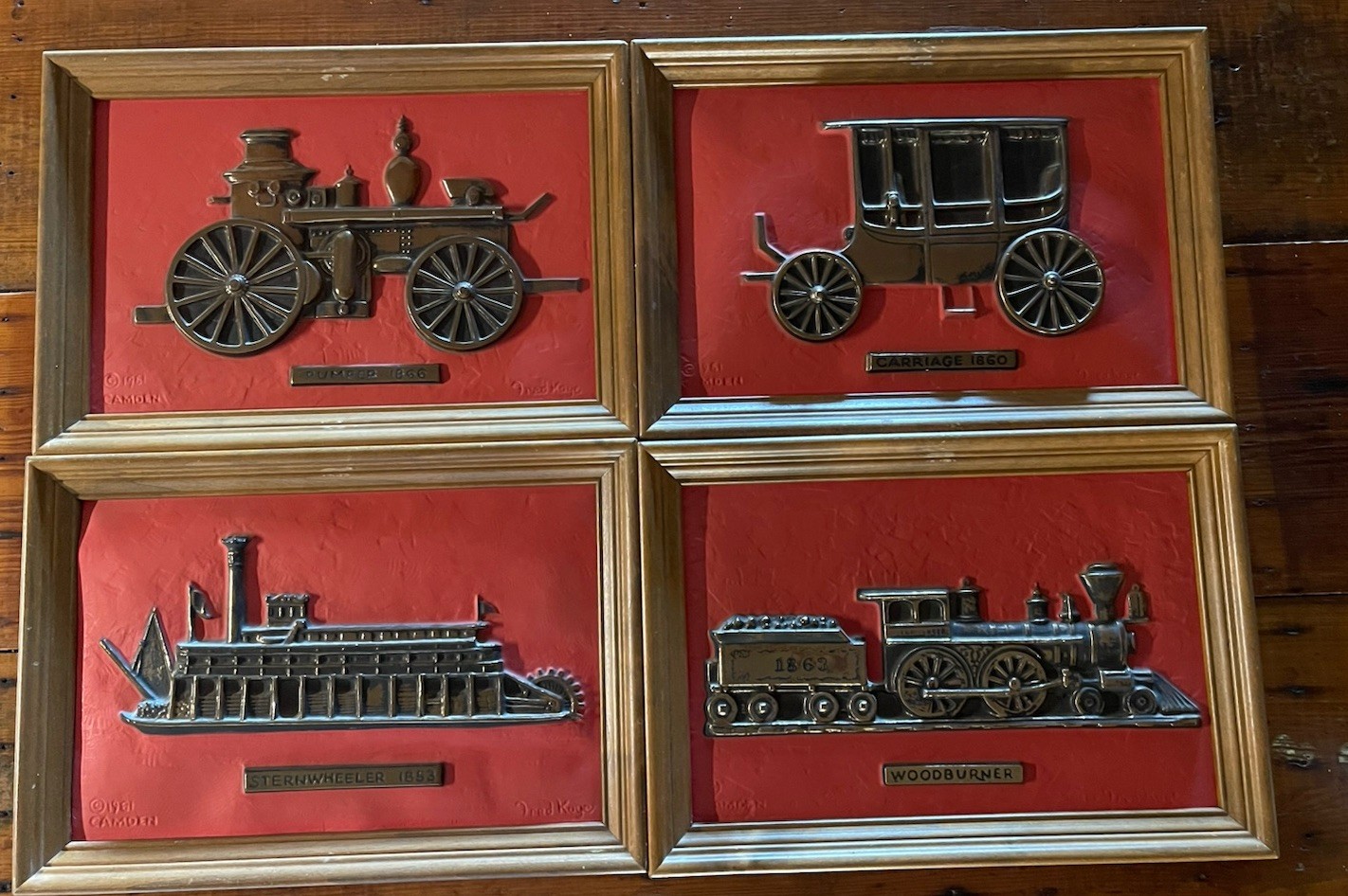 VTG 1961 Camden - Fred Kaye Wall Art complete Set (4) MCM Plaques- *please read VTG 1961 Camden - Fred Kaye Wall Art complete Set (4) MCM Plaques- *please read