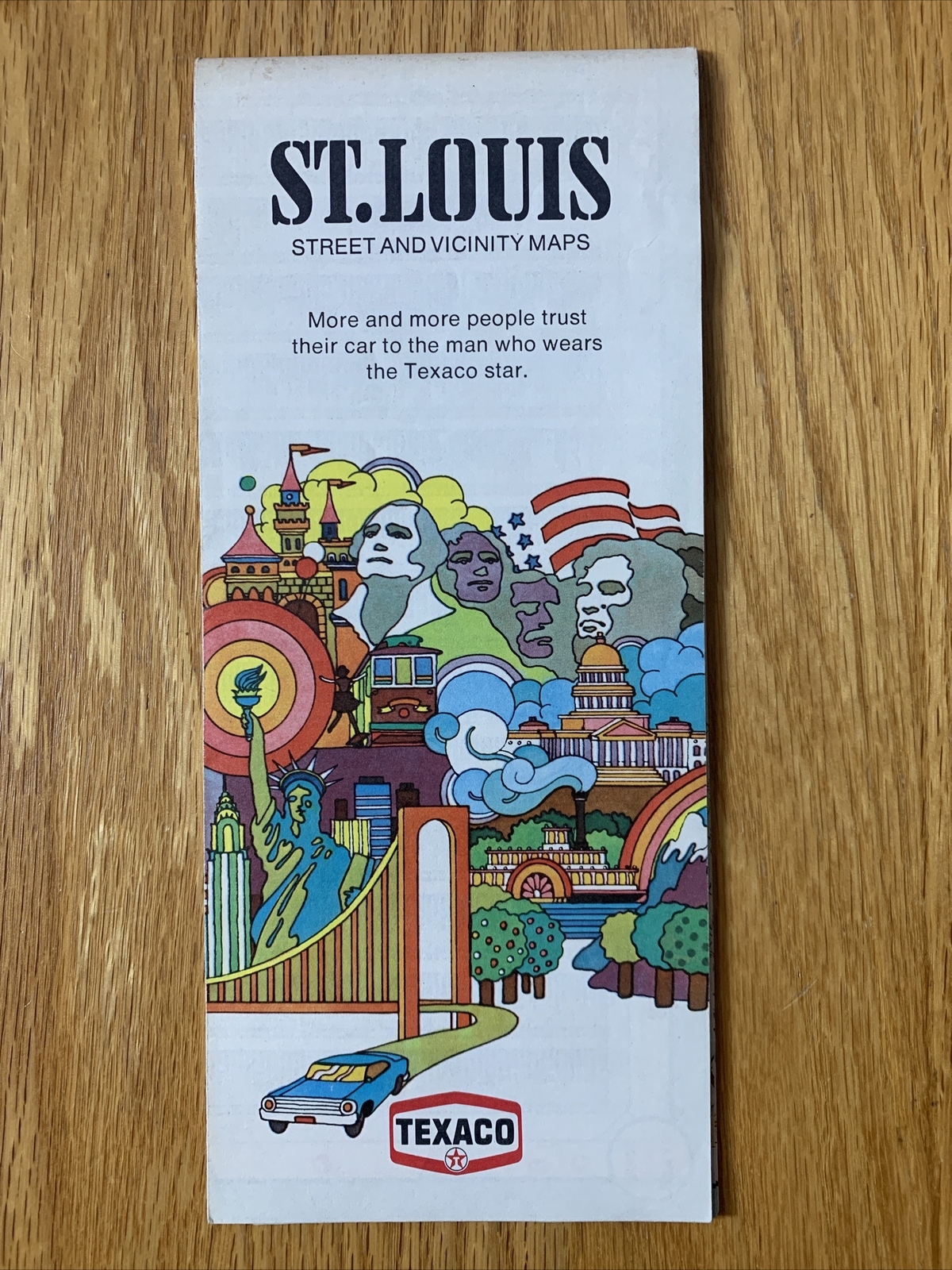 Texaco Map St Louis Missouri 1971 Gas Oil Advertising Street Folding