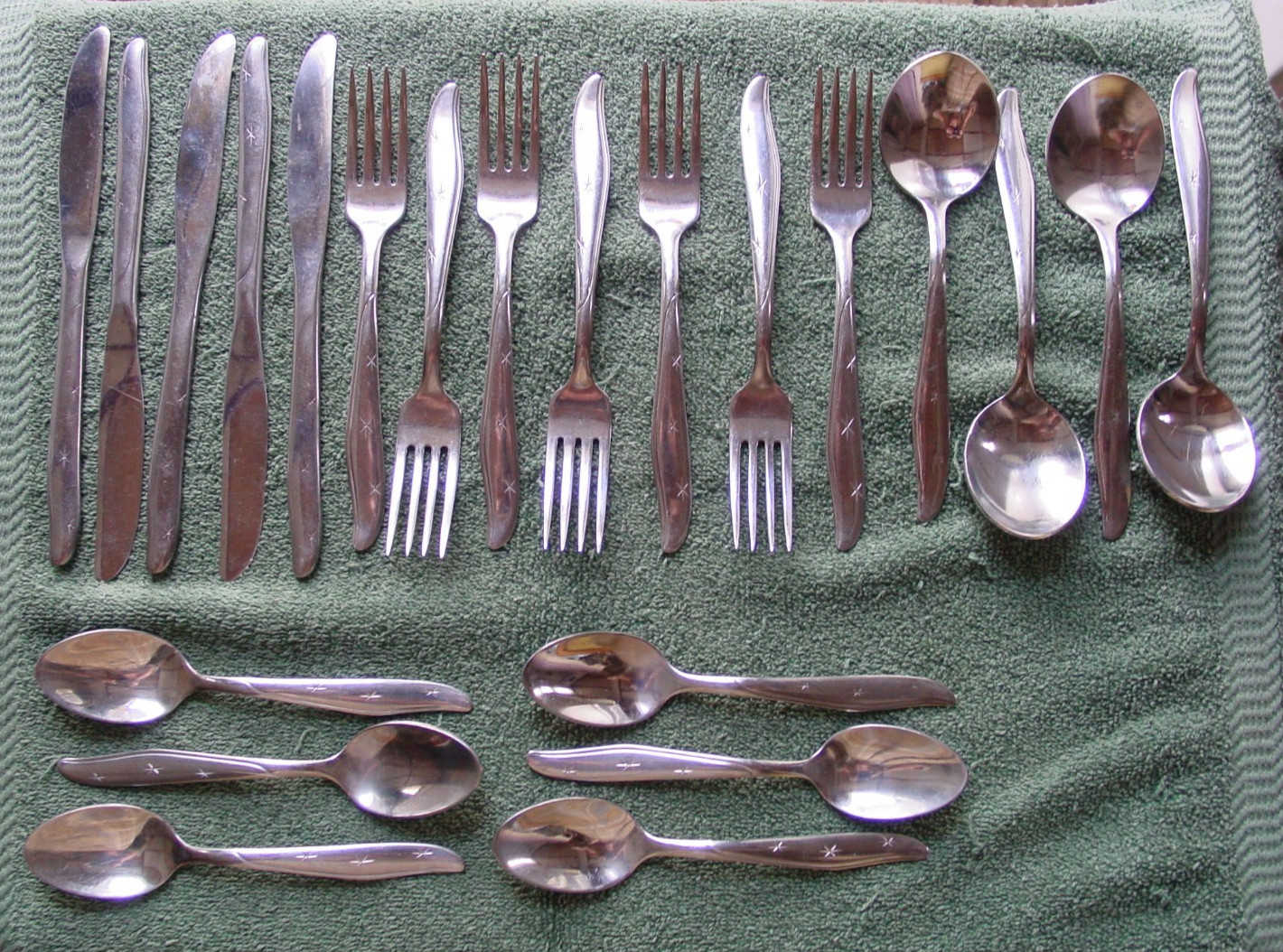 Vintage Mar-Crest Citation Atomic Starburst MCM Retro Stainless 22 Pc. Flatware
