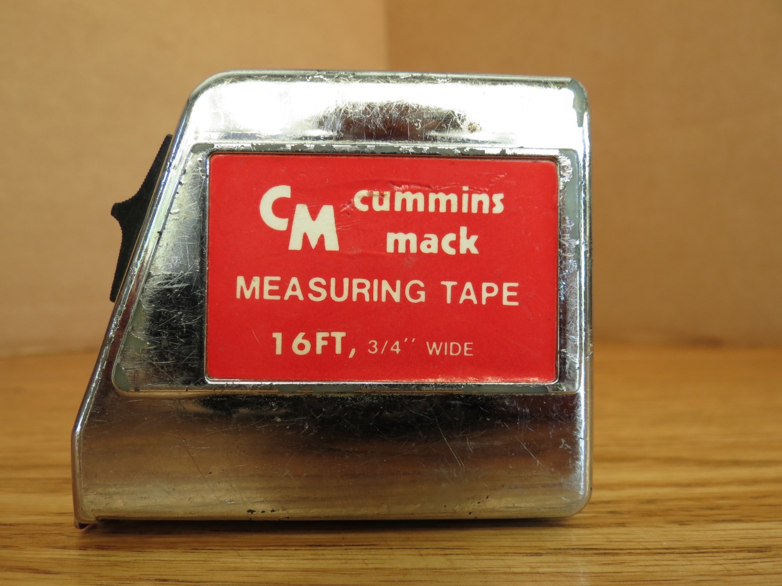 Vintage Cummins Mack White on Red Logo Locking Measuring Tape 16\' x ¾\