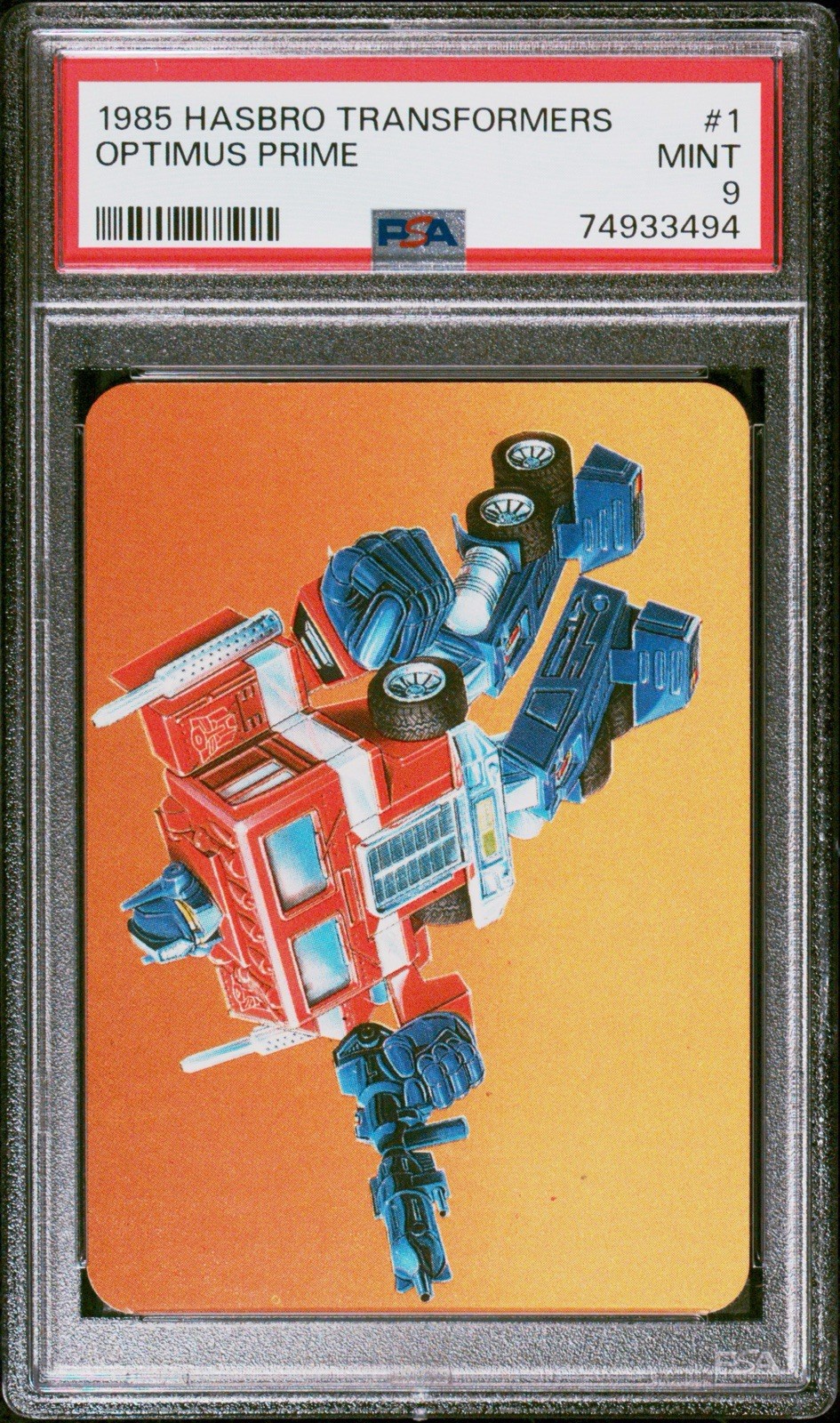 1985 Hasbro Transformers #1 Optimus Prime Rookie Card PSA 9 Mint