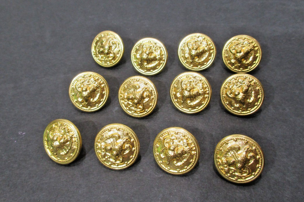 Brass Button 5/8” Shank US Navy Eagle Anchor  lot of 12 buttons