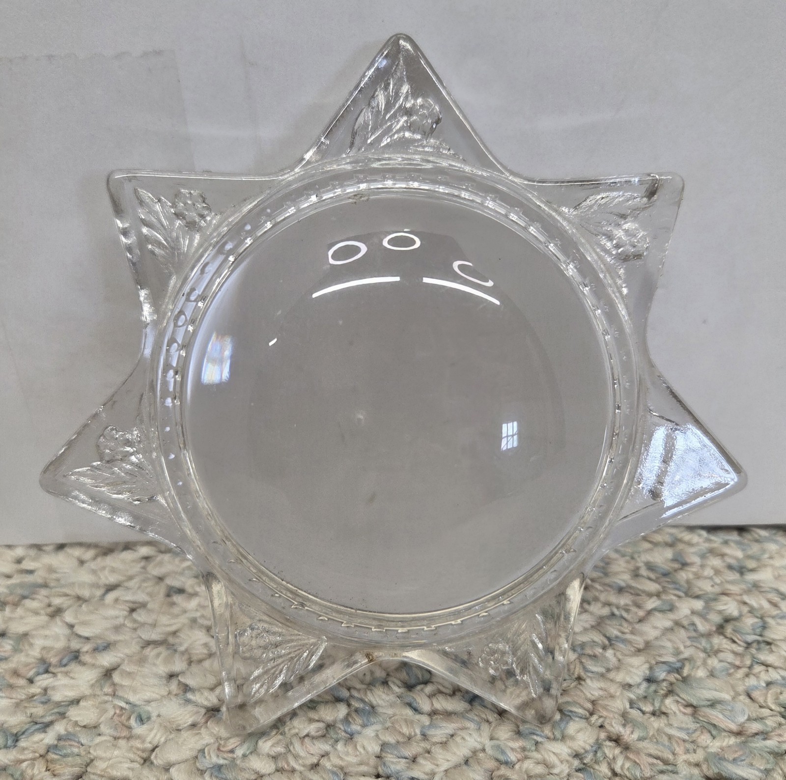 Victorian 7 Point Star Shaped Goofus Glass Magnifier Paper Weight
