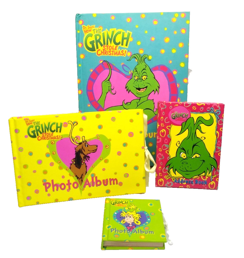 RARE VTG How the Grinch Stole Christmas Dr Seuss Photo Album Address Book Set 