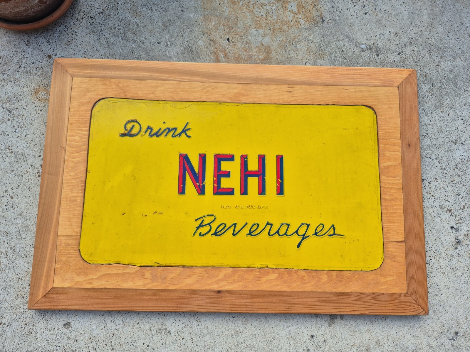 Vintage Drink Nehi Beverages Metal Embossed Enamel? Advertising Sign