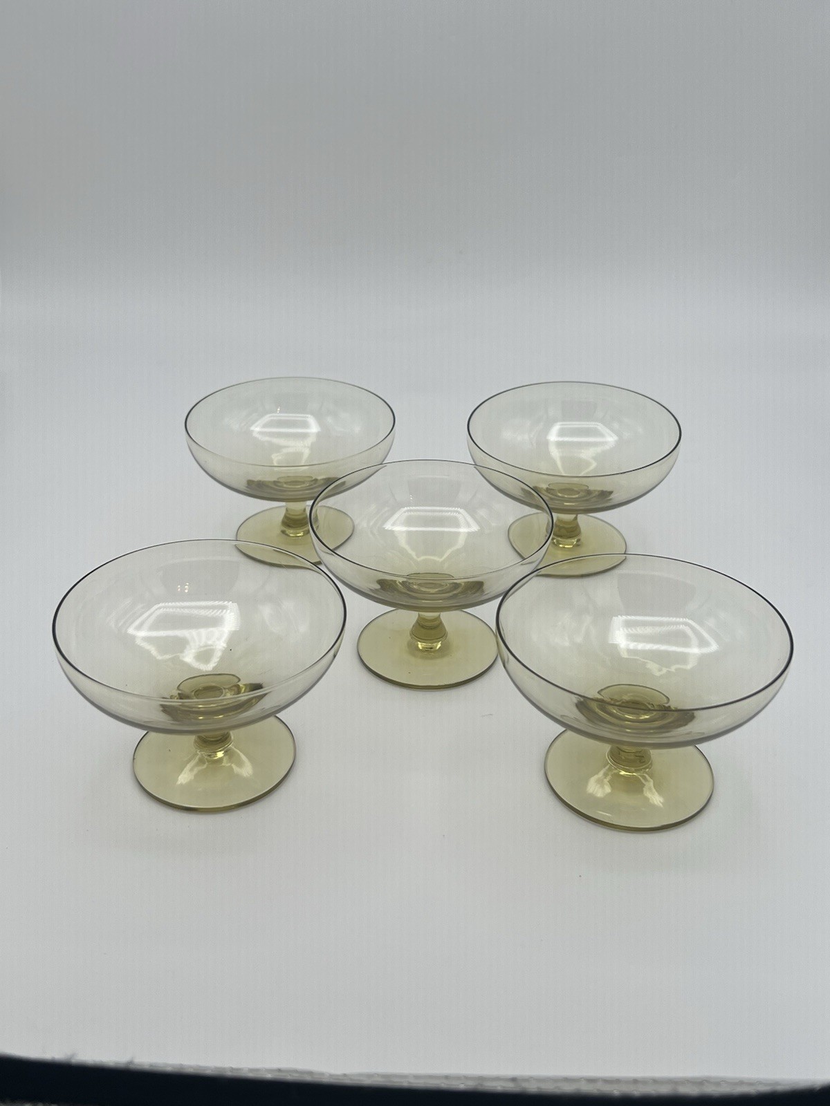 Russel Wright American Modern Morgantown Amber Chartreuse Sherbet Glass Set Of 5 Russel Wright American Modern Morgantown Amber Chartreuse Sherbet Glass Set Of 5